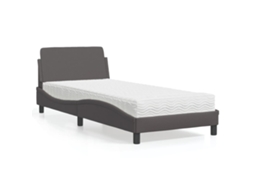 Cama Com Colchão 80x200 Cm Couro Artificial Cinzento