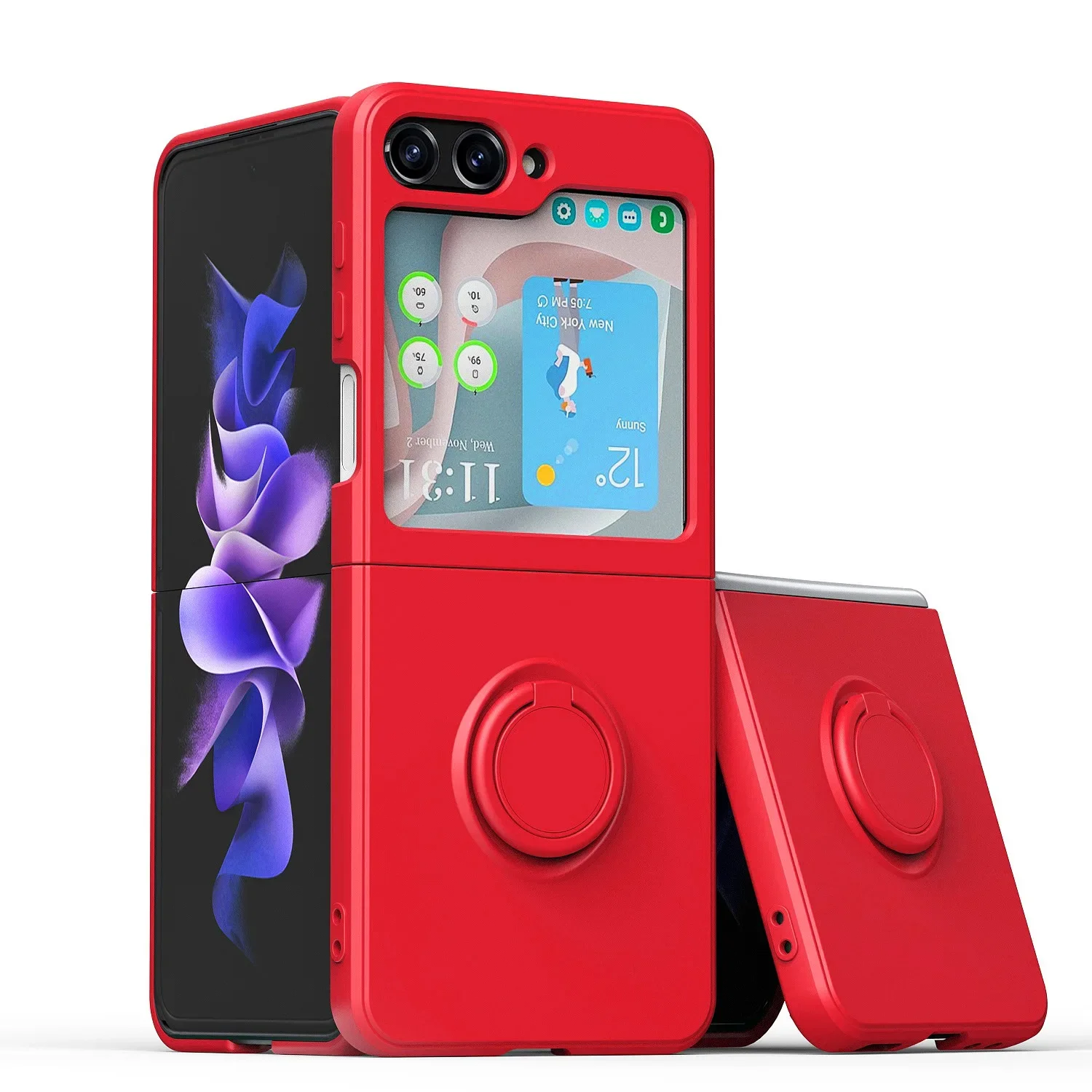 (vermelho, Galaxy Z Flip6) Capa Protetora De Silicone Líquido, Anti-choque E Antiderrapante, Suporte De Anel, Material Tpu Macio