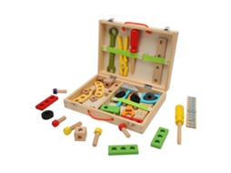 Kit de Ferramentas de Madeira para Crianças, Brinquedo Educativo de Simulação com Parafusos e Porcas, Presente Ideal para Crianças Pequenas