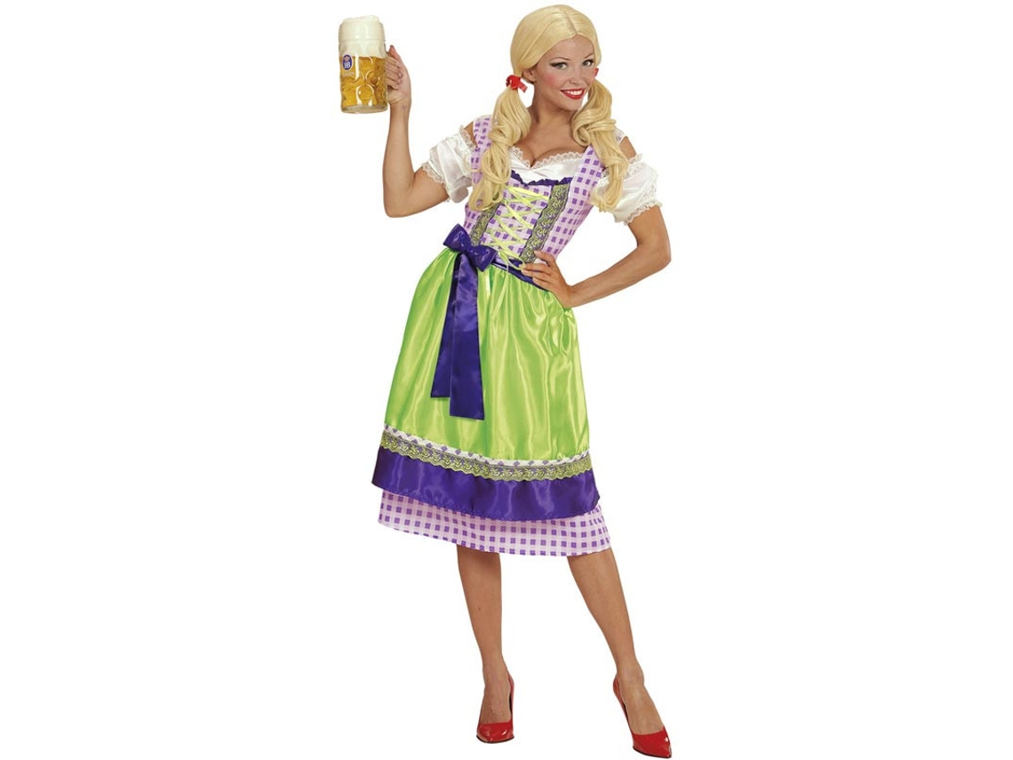Fantasia Dirndl verde e azul com avental para mulher