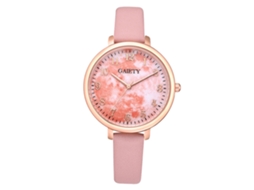 Relógio de casal com movimento de quartzo, pulseira de couro sintético, mostrador numérico, estilo moderno (rosa)