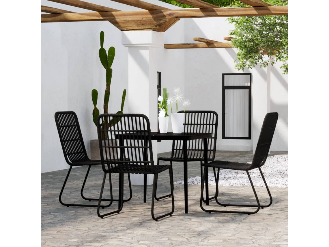 Vidaxl 5 Pcs Conjunto De Jantar Para Jardim Preto