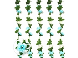 Guirlanda de Rosas Artificiais de 2,7 M, 5 Peças, em Seda, para Pendurar AQUAFORGE (azul e Branca)