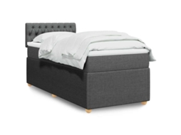 Cama Com Molas/colchão 90x190 Cm Tecido Cinza-escuro
