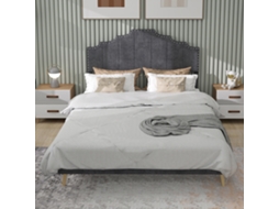 Cama Estofada Minimalista 160x200 Cinza Design Moderno Sem Arrumação