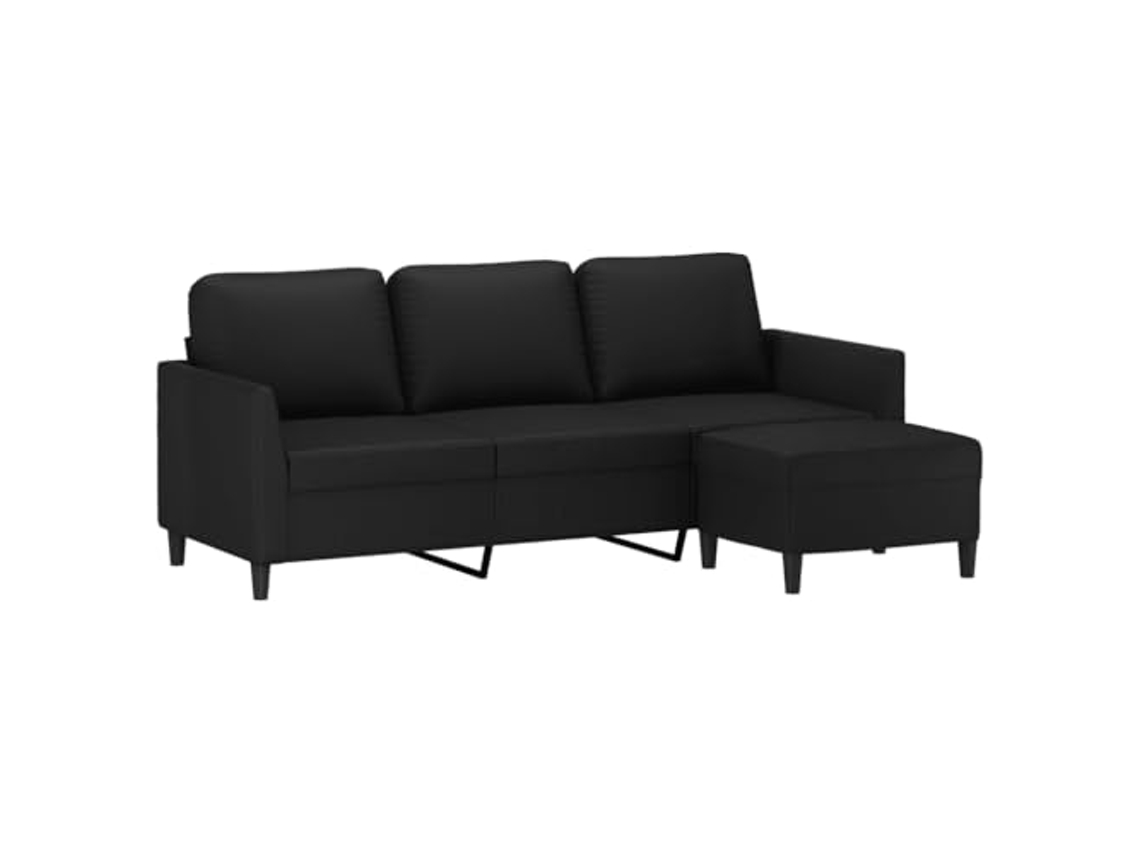 Sofá 3 lugares c/ apoio pés VIDA XL couro artif. vermelho tinto (180 cm)