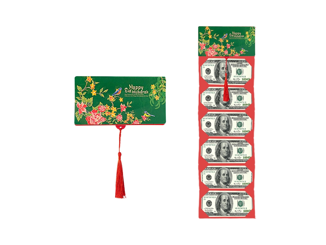 Laxiscreed Bolsa De Papel Verde Com Fecho Vermelho, Dobrável E 6 Compartimentos Para Cartões