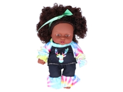 Muñeca Africana Realista Com Cabelo Negro Muñeca Bebê Brinquedo Menina Presente Aniversário Q8‑048c