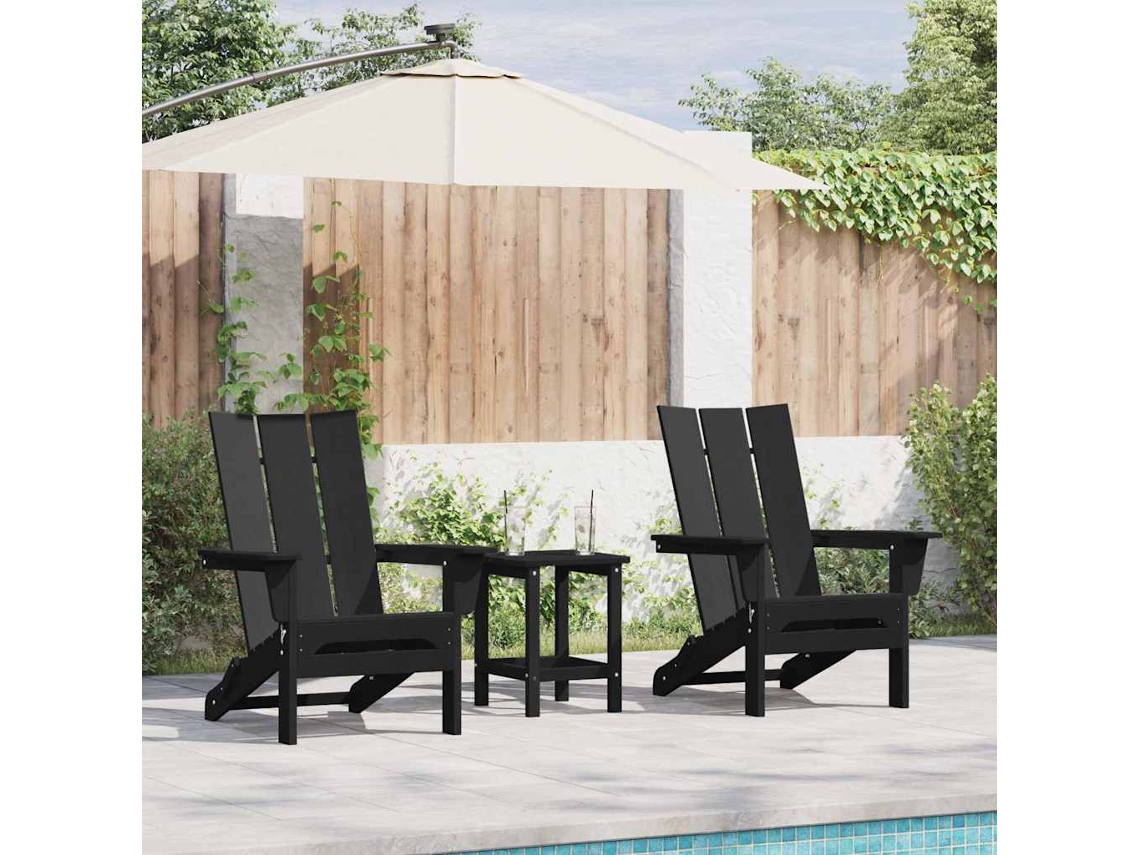 Vidaxl Cadeira De Jardim 2 Pcs Preto 80,5 X 74,5 X 92 Cm Polietileno