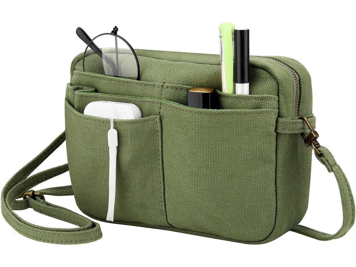 Mochila Para Lápis, Estojo Grande Portátil Para Homens/mulheres, Bolsa Com Zíper E Múltiplos Bolsos Com Alça, Verde Exército
