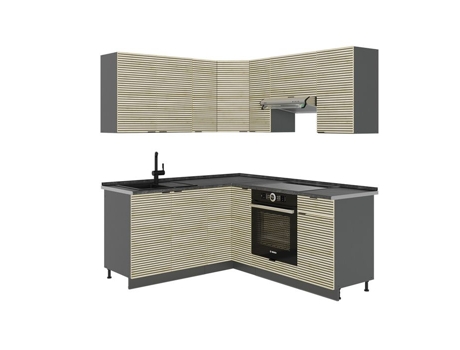 Cozinha Em Ângulo Fame Line, 160x190cm, Pt Antracite, Carvalho Lambris/antracite, Antracite, Vicco