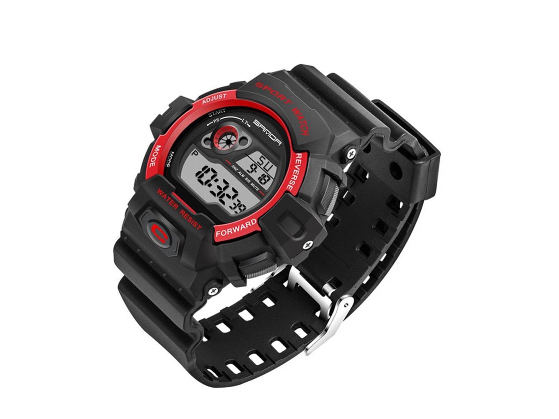 Reloj Electrónico Digital Sanda Multifuncional Impermeable (negro Rojo)