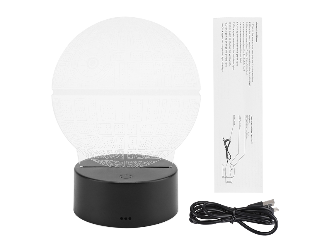 Lâmpada de Noite com Base Abs Padrão Planetário Interruptor Touch 3d Preto S/MARCA