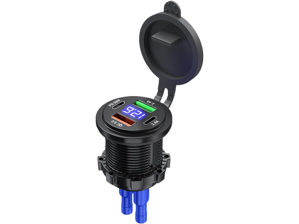 Carregador De Celular Para Carro Com Visor Digital, Pd E Qc3.0