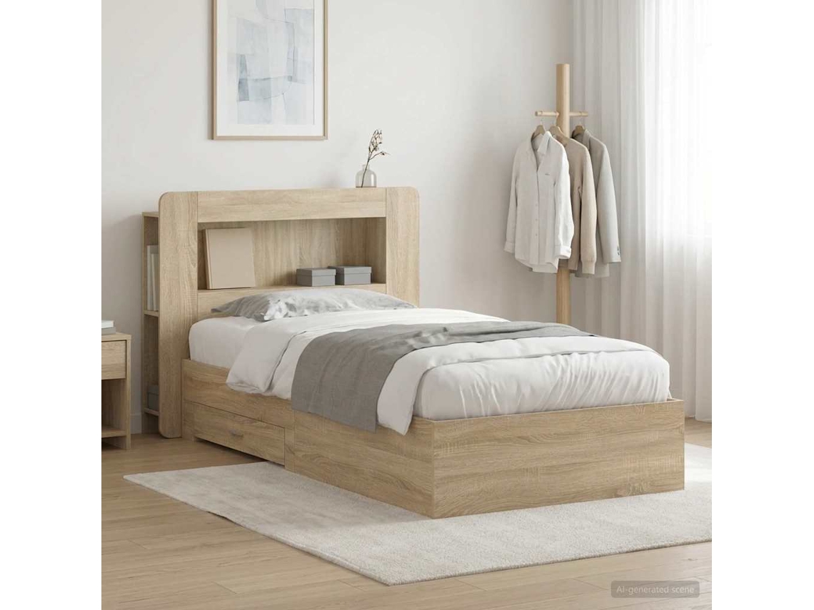 Vidaxl Estrutura De Cama Com Armazenamento Carvalho Sonoma 80 X 200 Cm