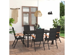 Vidaxl 7 Pcs Conjunto De Jantar Para Jardim Preto E Castanho