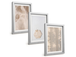 Composição De Quadros Na Paredetexturas Sutis Da Natureza Boho Moldura Prateada Quadros Para A Sala De Estar Espelharte (3 Peças 20x30 Cm)