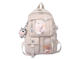 Linda Mochila Japonesa De Estudante Harajuku Com Pingente E Vários Bolsos. Olysi Shop