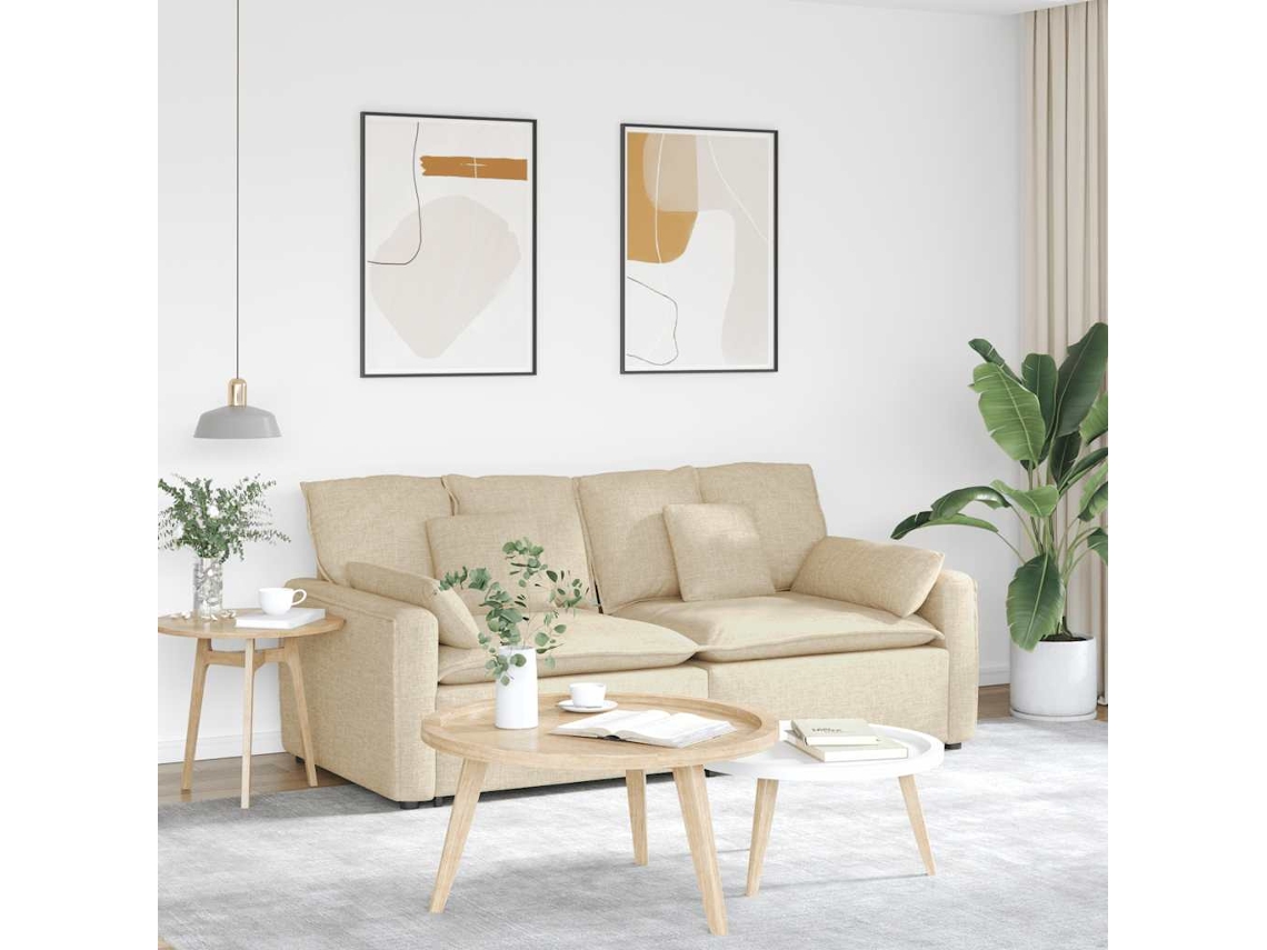 Vidaxl Sofá Modular Com Almofadas Creme