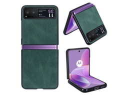Capa Textura Para Motorola Motorola Razr 40 5g Pele Sintética Anti-choque Retro Verde