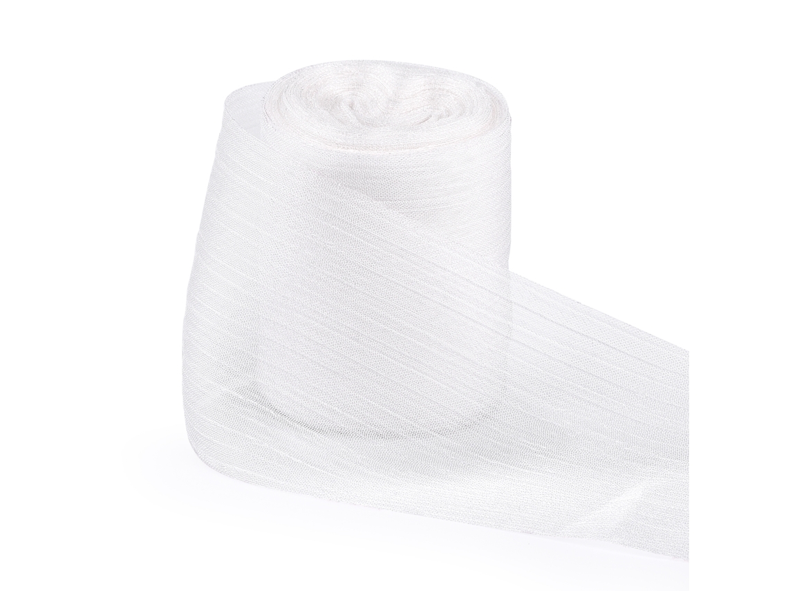 Fita de Fio Texturizado de 4 Cm (5 Jardas), Ideal para Acessórios de Cabelo, Artesanato e Decoração. MDUG (branco)