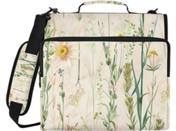 Organizador Botânico Em Aquarela Com Estampa De Flores Silvestres, Com Compartimento Laptop, Pasta Com Zíper Em