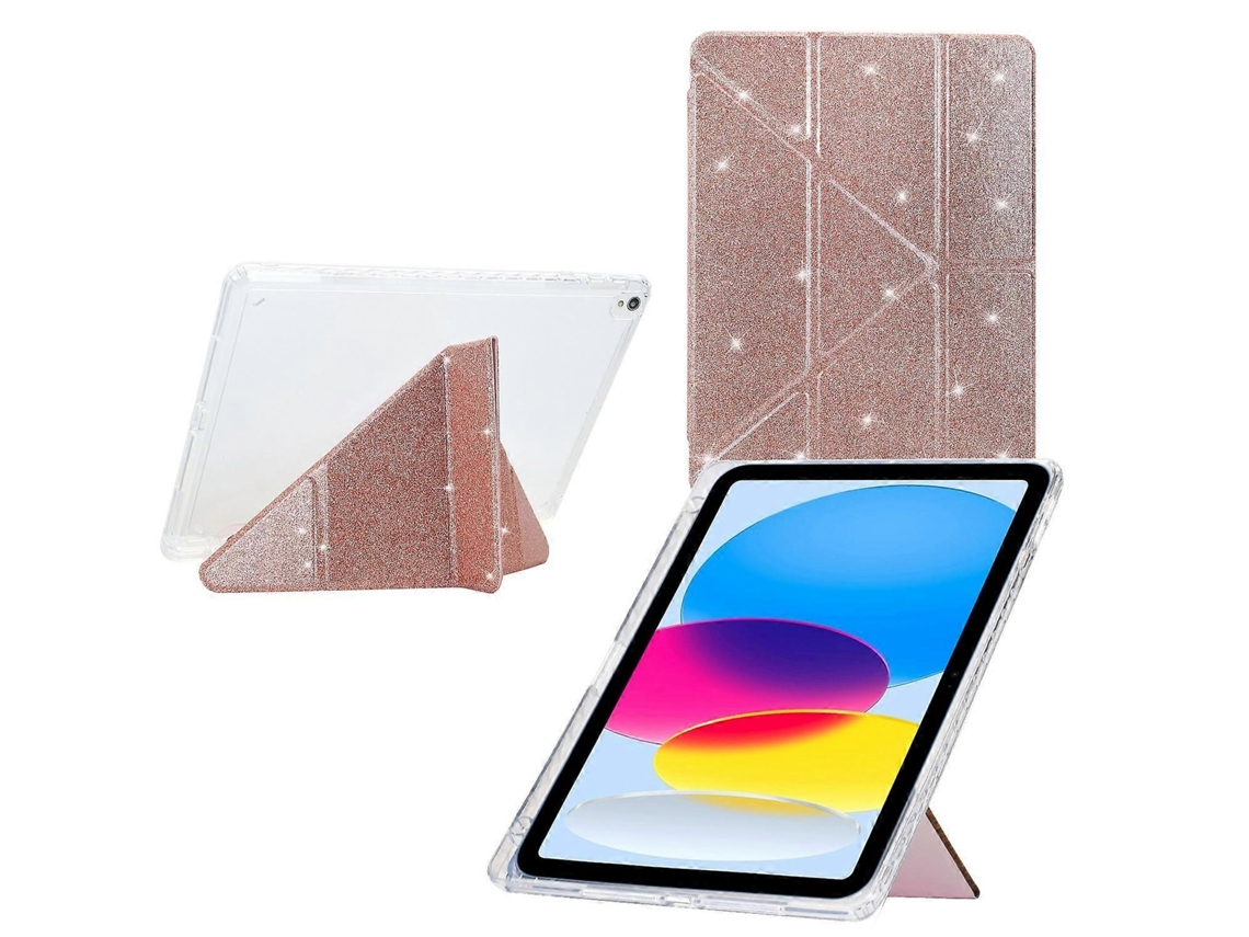 Capa inteligente de couro acrílico transparente Webake para tablet com glitter e dobra em Y