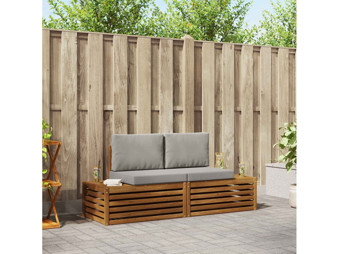 Vidaxl 2 Unid. Conjunto De Sofás Para Exterior Cinza Natural E Claro