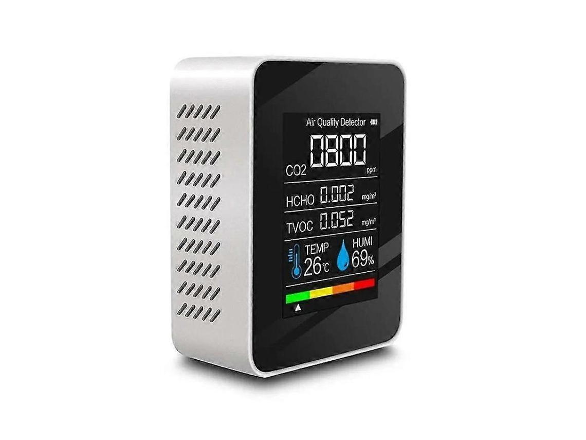 Medidor De Qualidade Do Ar 5 Em 1, Detector De Temperatura E Umidade Com Tela Lcd, Sensor De Qualidade Do Ar Interno, Branco Slowmoose