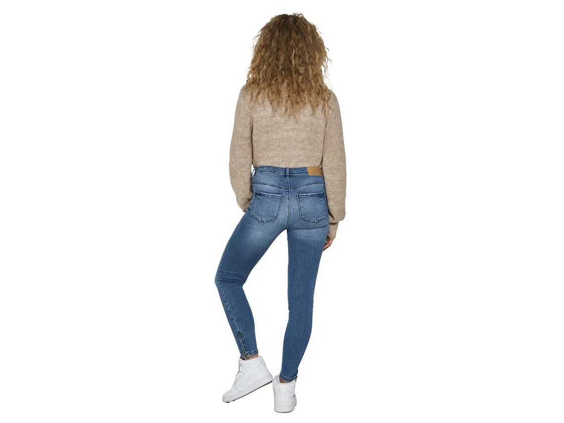 Calça Noisy May Jeans de Cintura Normal Kimmy Ankle Dart Az062 Azul 24 / 30  Mulher