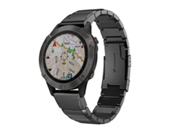 Pulseira De Relógio Lurelia Para Garmin Fenix 6 Gps 22 Mm Tartaruga Shell Aço Inoxidável Preto