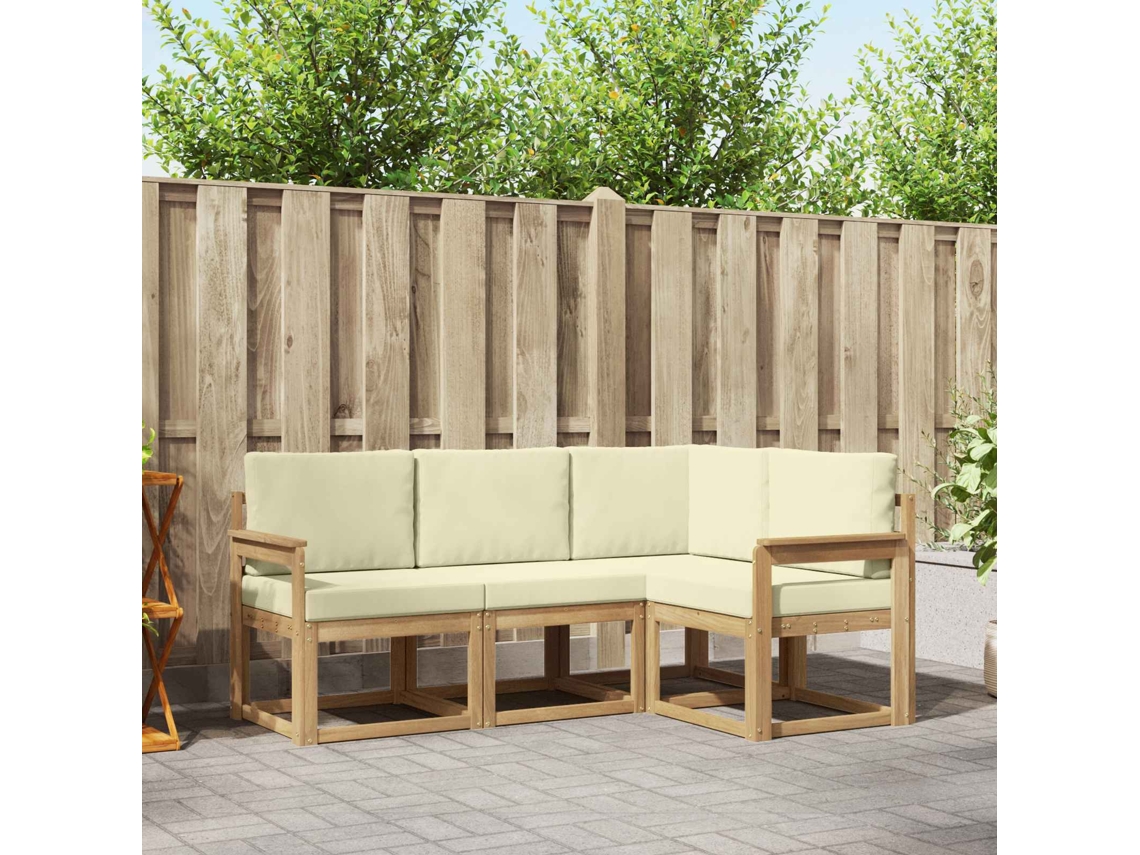 Vidaxl Conjunto De Sofás Para Exterior 4 Unid. Branco E Creme