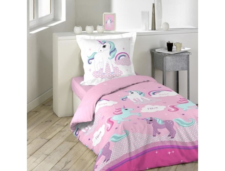 Conjunto de Edredão Unicórnio 2 Peças 140 X 200 Cm DOUCEUR D'INTERIEUR