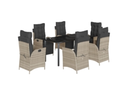 Garden Dining Set, Garden Dining Sets Vidaxl Cinzeto Rattan / Vime (mesa Com 160 Cm De Comprimento)