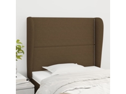 Vidaxl Cabeceira Cama C/ Abas Tecido 93x23x118/128 Cm Castanho-escuro