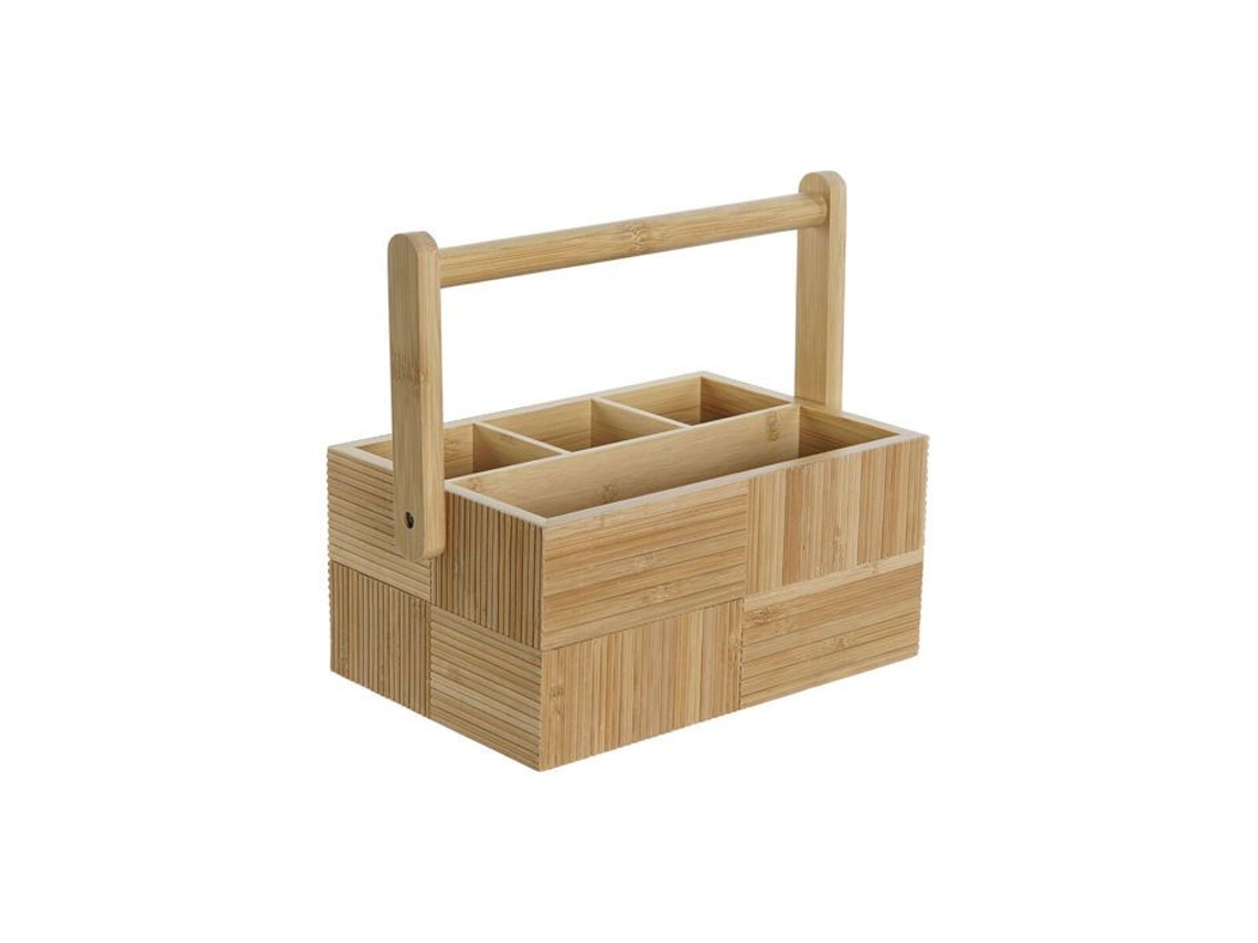 Conjunto De Talheres Dkd Home Decor Bambu Marrom 27x16,5x11,5 Cm Prático E Elegante