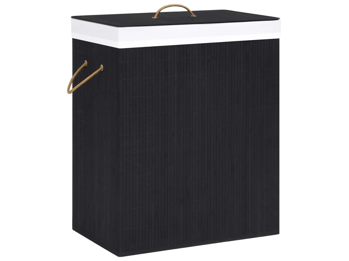 Vidaxl Cesto Para Roupa Suja C/ 2 Secções 100 L Bambu Preto