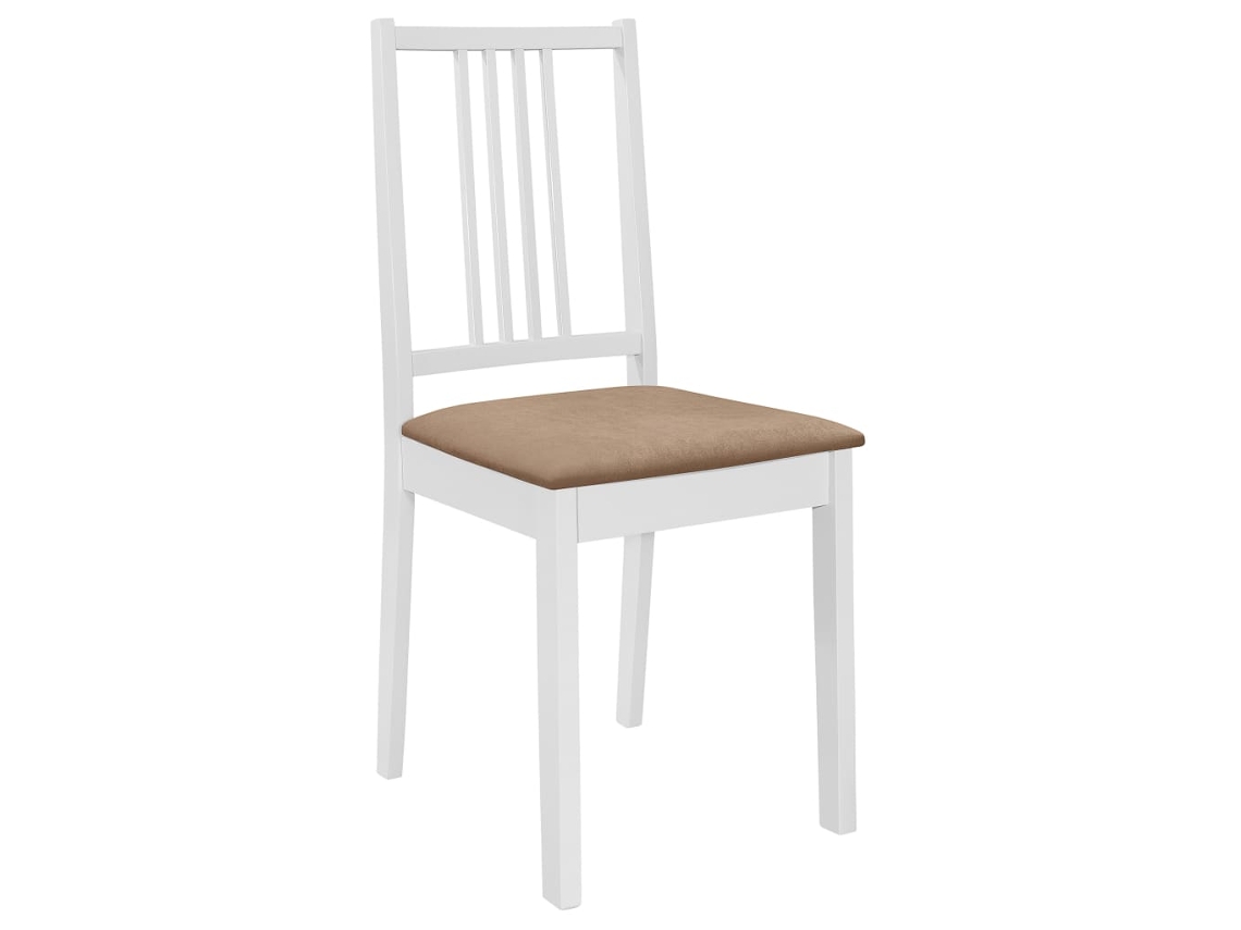 Cadeiras de Jantar com Almofadões 4 Pcs Madeira Maciça Branco MAISON EXCLUSIVE