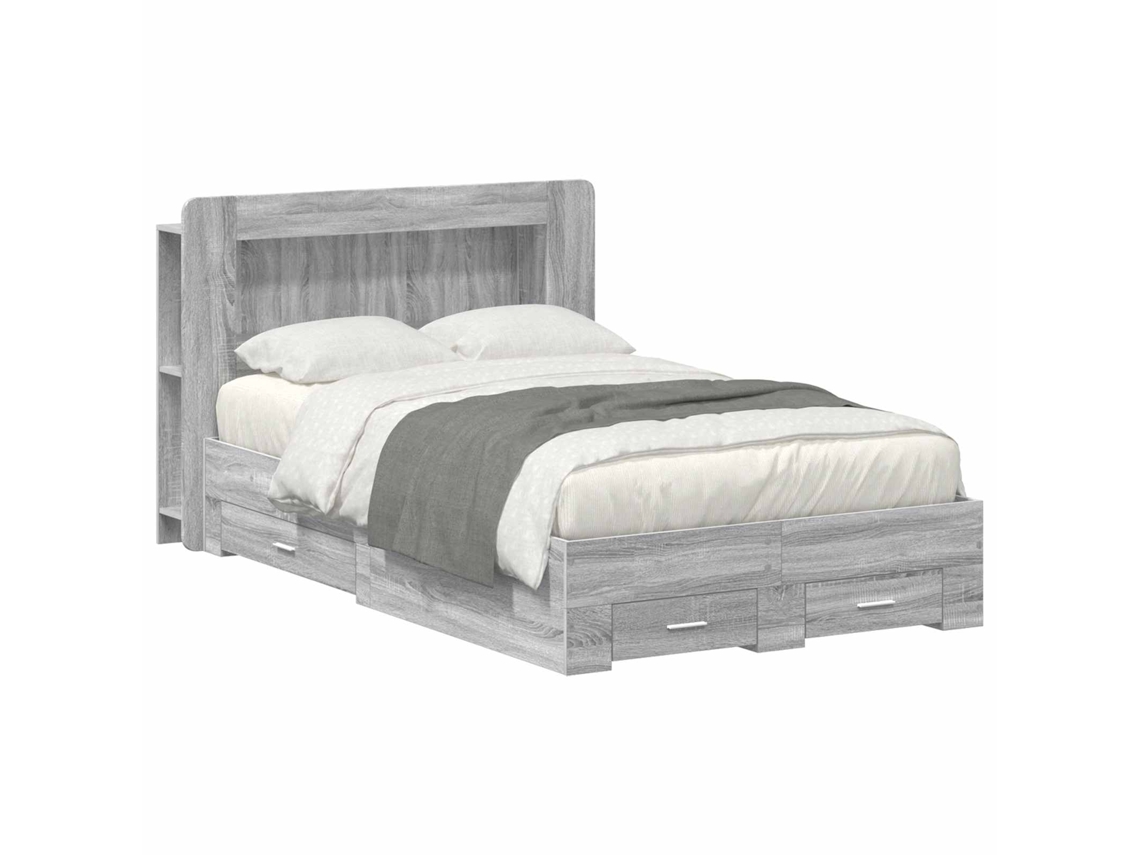 Vidaxl Estrutura De Cama Com Armazenamento Sonoma Cinzento