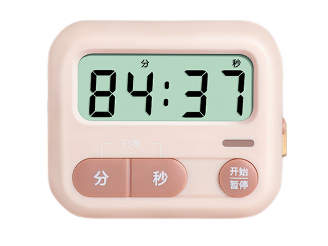 Temporizador Digital De Cozinha, Base Magnética, Suporte Dobrável Ou Orifício Para Pendurar, Alarme Sonoro, Acabamento Rosa