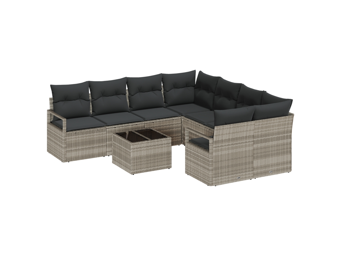 Conjunto 9 Conjunto De Sofás Para Exterior Vidaxl Cinzento-claro Vime Pe (55 X 55 X 37 Cm)
