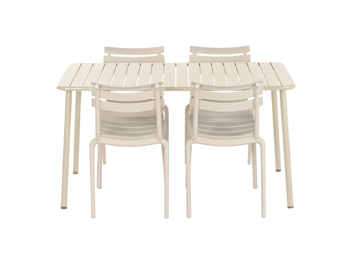 Conjunto de Mesa de Jantar em PP com 5 Peças e 4 Cadeiras Empilháveis ALEXANDRA HOUSE LIVING (140x70x75cm)