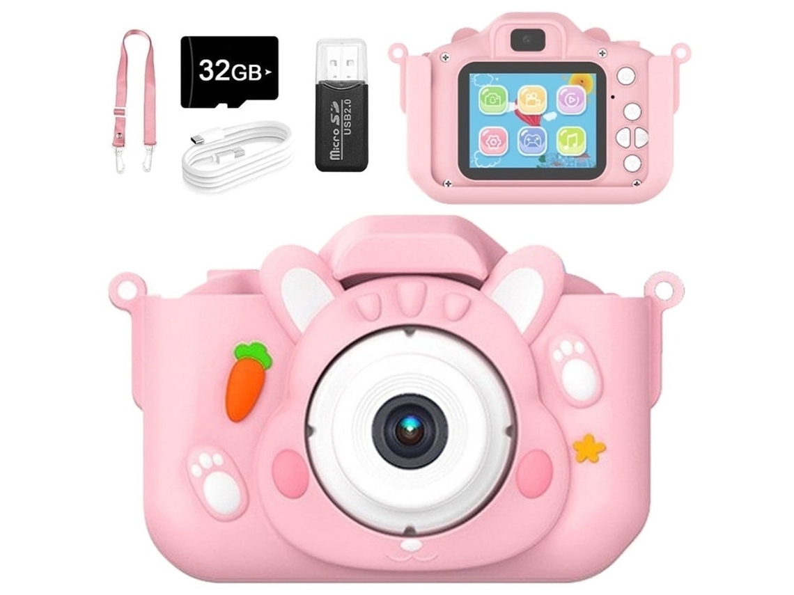 Câmera Infantil Multifuncional Hd 1080p Com Câmera Dupla E Cartão De 32 Gb