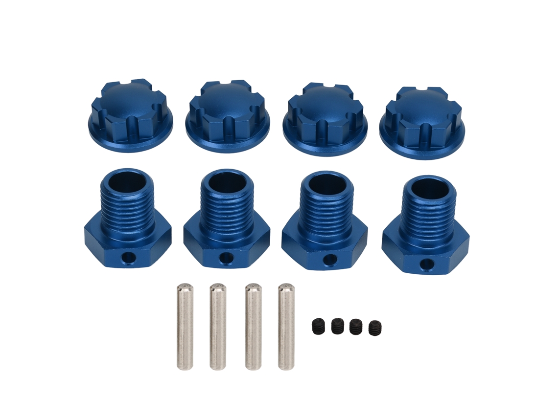 Kit Adaptador Cubo Roda Rc De Liga De Alumínio 17mm Para Traxxas 1/10 Aço Hexagonal Azul
