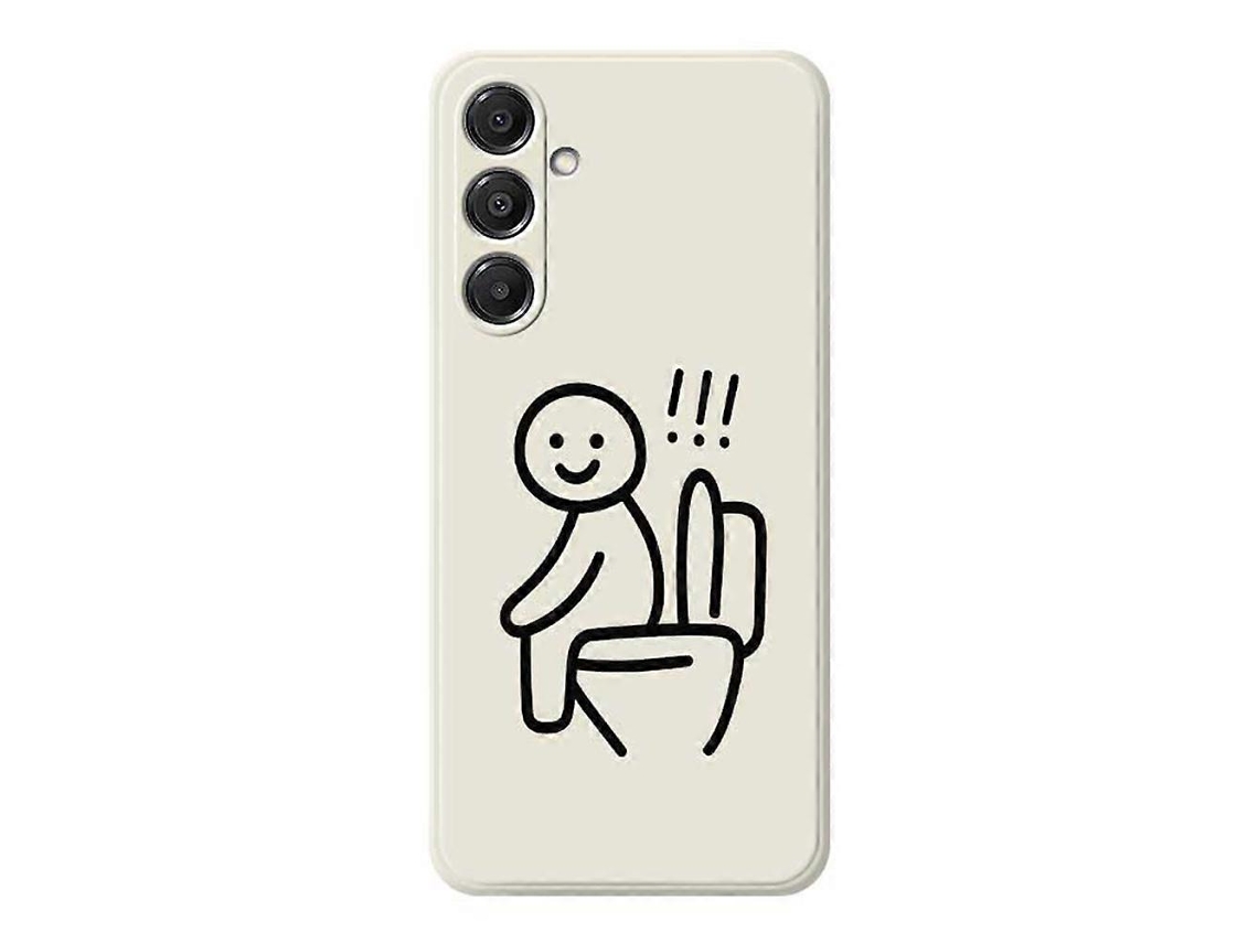 Capa Traseira De Tpu Com Borda Reta Para Samsung Galaxy A16 5g 4g, Capa Com Estampa De Banheiro Stickman, Bege