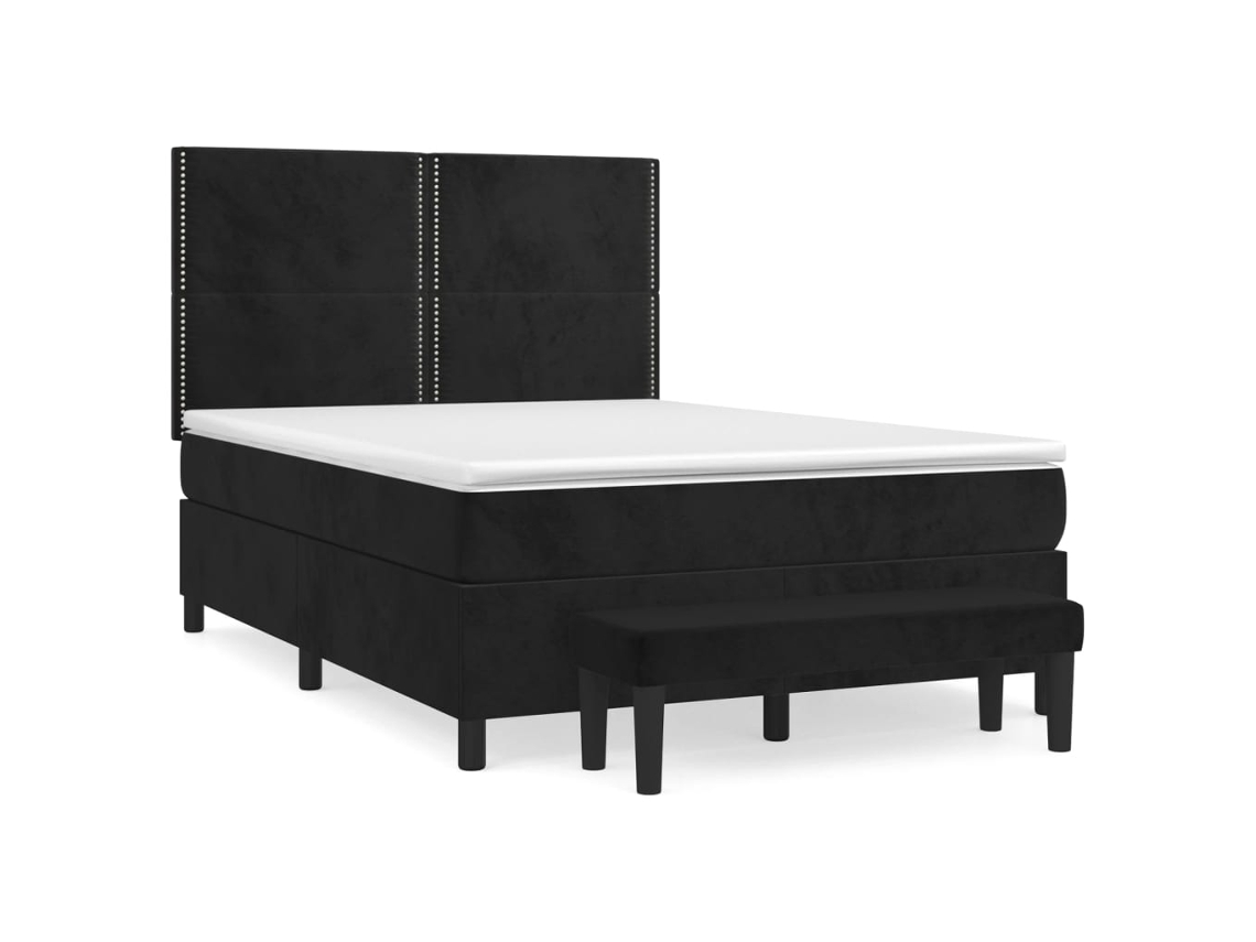 Cama com Molas/colchão 140x200 Cm Veludo Preto MAISON EXCLUSIVE