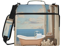 Bolsa organizadora para banheiro Teal Coastal Pasta com 3 argolas, poliéster resistente à água e compartimento para laptop.