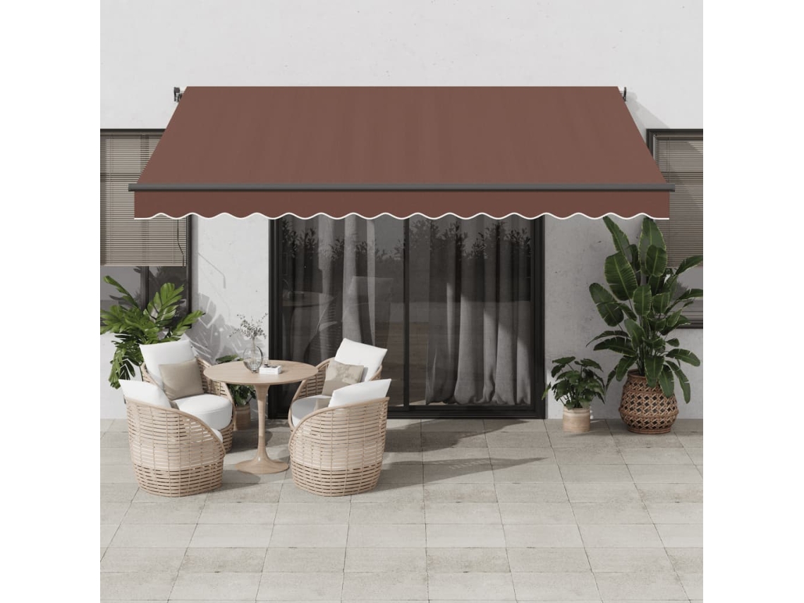 Vidaxl Toldo Retrátil Automático Com Luzes Led 400x350 Cm Castanho
