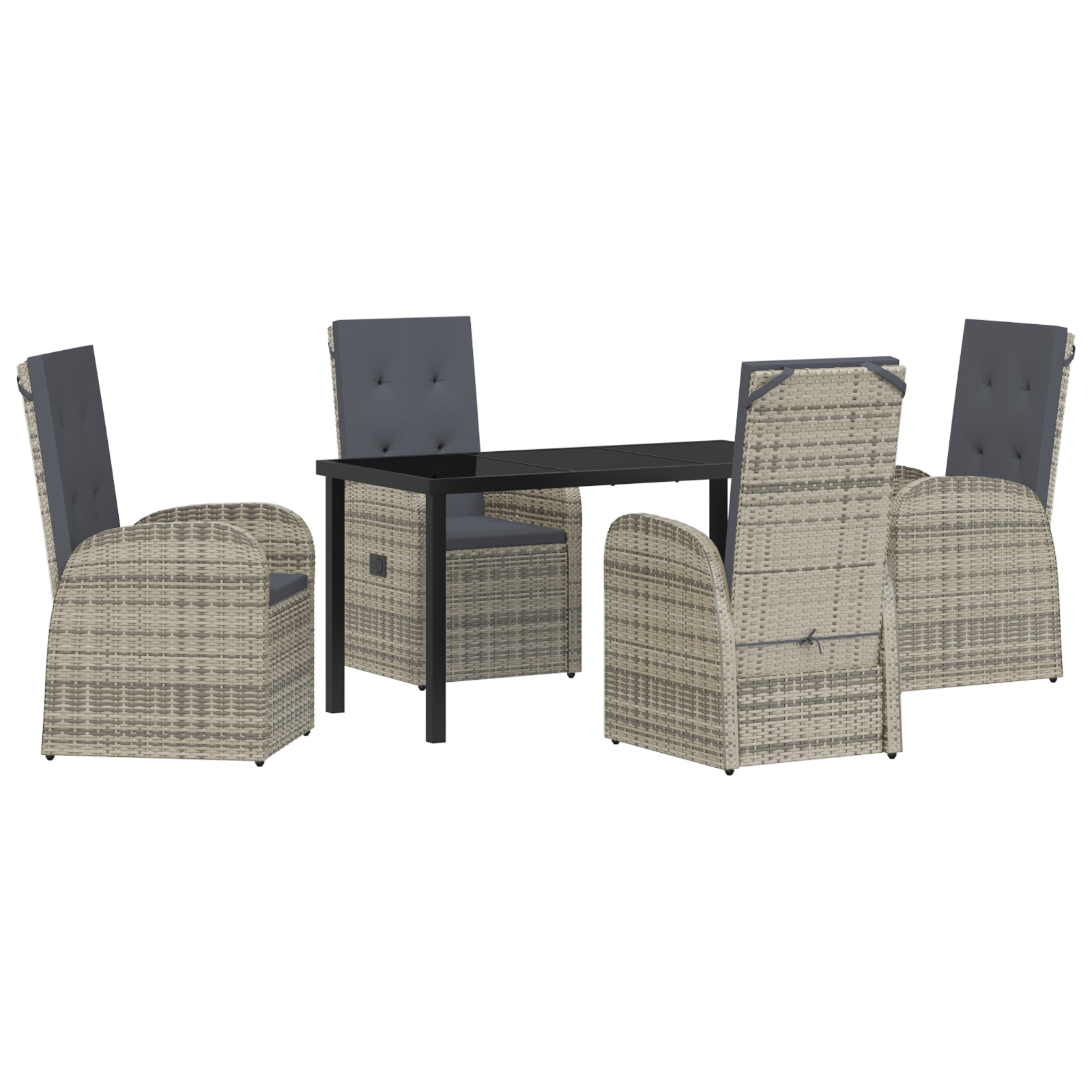 Conjunto 5 Conjunto De Móveis De Jardim Vidaxl Cinzento Vime Pe (140 X 70 X 73 Cm)