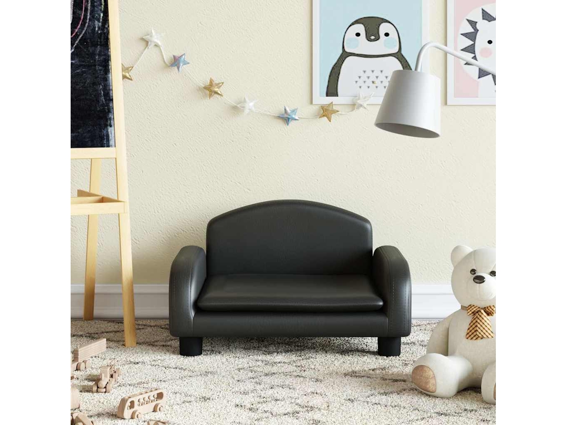 Vidaxl Sofá Infantil 50x40x30 Cm Couro Artificial Preto